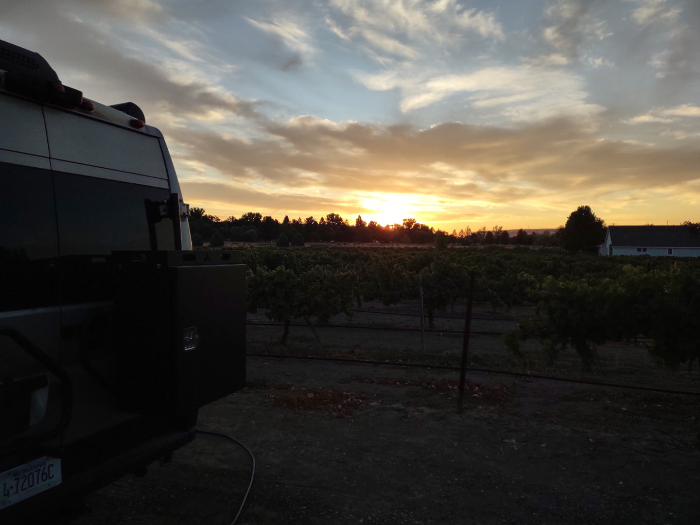 Sunset as seen from back of our van.